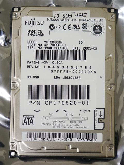 Fujitsu MHT2080BH 80GB 5400RPM 8MB SATA-1.0 GB/s 2.5\ Notebook Hard Drive"