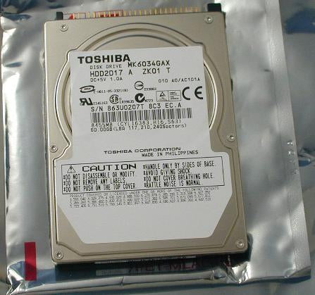 Toshiba MK6034GAX / HDD2D17 60GB 5400RPM 8MB ATA-100 2.5\ 9.5MM Laptop Hard Drive"