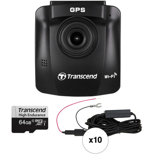 Transcend DrivePro 230 1080p Dash Camera with Hardwire Power Cable & 64GB microSD Card (10-Pack)