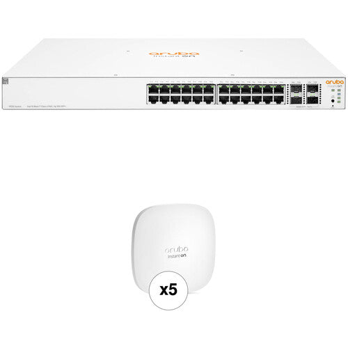 Aruba Instant On 1930 24-Port PoE+ Switch & AP22 Access Point Network Kit (5 x APs)