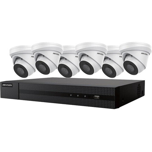 Hikvision EKI-K82T86 8-Channel 4K UHD NVR with 2TB HDD & 6 ECI-T24F2 4K Night Vision Turret Cameras Kit