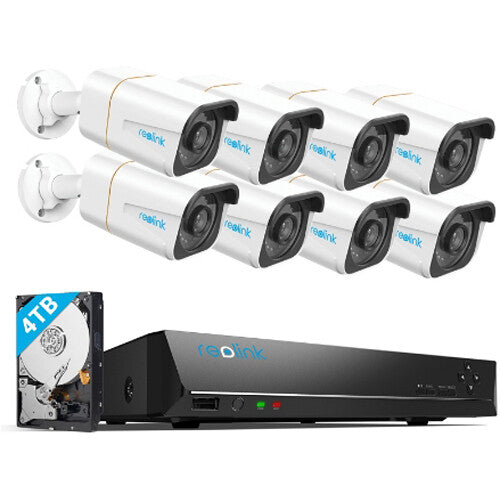 Reolink NVS16-5KB8-A 16-Channel 4K UHD NVR with 3TB HDD & 8 10MP Night Vision Bullet Cameras