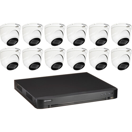 Hikvision T7216U4TA12 TurboHD 16-Channel DVR with 4TB HDD & 12 5MP Turret Cameras Kit