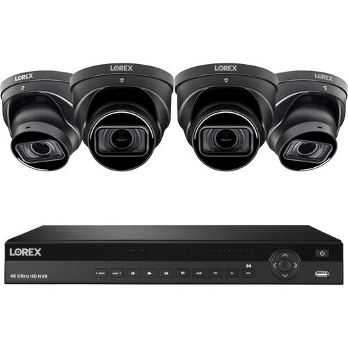 Lorex 16-Channel 4K UHD NVR with 4TB HDD & Four 4K Outdoor Network Dome Cameras (Black)