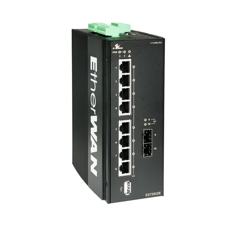 EtherWAN EX73922E-0VB 10-Ports 1000/100-TX Gigabit SFP Managed Ethernet Switch