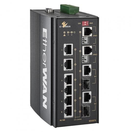 EtherWAN ED3575-622-CC 8-Ports Gigabit SFP Managed Ethernet Extender with Conformal Coating