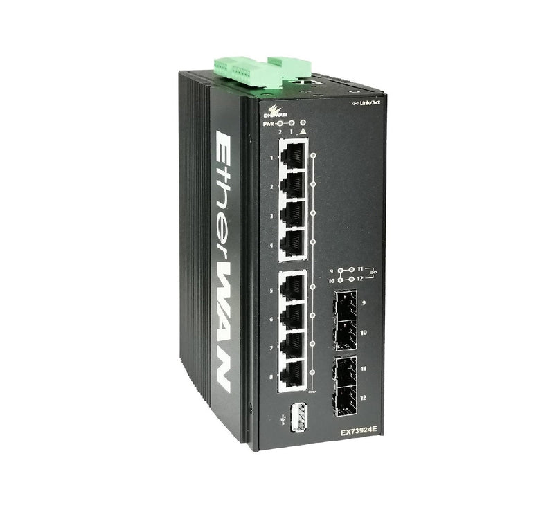 EtherWAN EX73924X-0VB 12-Ports 1000/100/10TX SFP Managed Ethernet Switch