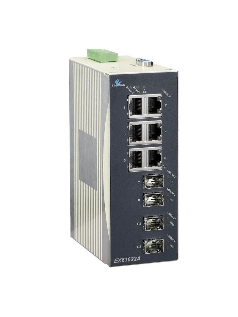 EtherWAN EX61622A-A3B 10-Ports 100/10TX Gigabit Fiber Managed Ethernet Switch