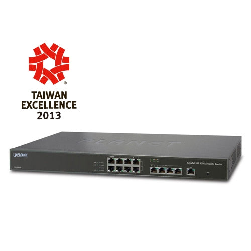 PLANET SG-4800 Gigabit SSL VPN Security Router, 13-Port Gigabit for LAN/WAN/DMZ, Load Balance & Fail-over, 200 IPSec & 60 PPTP & 60 SSL VPN tunnels, Firewall, QoS, VPN Hub, IPv6, SNMP, Stock# SG-4800