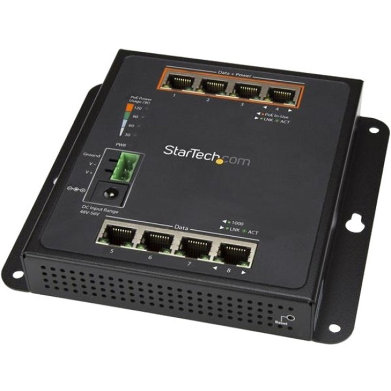 StarTech.com Industrial 8 Port Gigabit PoE Switch - 4 x PoE+ 30W - Power Over Ethernet GbE Layer/L2 Managed Network Switch -40C to +75C IES81GPOEW