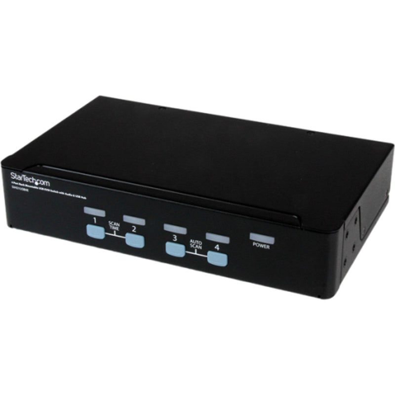 4 Port Rack Mountable USB KVM Switch With Audio and USB 2.0 Hub - KVM / audio / USB switch - USB - 4 ports - Rack Mountable - 1 local user - 1U SV431USBAE