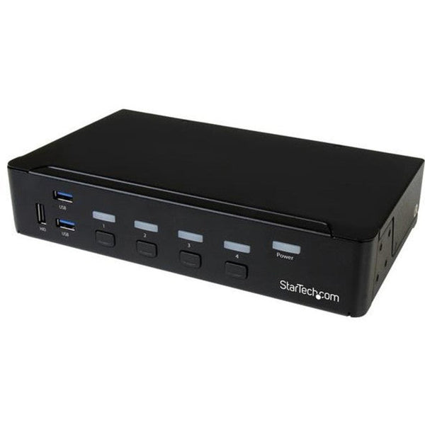 StarTech.com 4 Port DisplayPort KVM Switch - DP KVM Switch with Audio and Built-in USB 3.0 Hub for Peripherals - 4K 30Hz (SV431DPU3A2) SV431DPU3A2