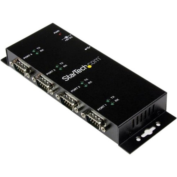 StarTech.com 4 Port USB to Serial RS232 Adapter - Wall Mount - Din Rail - COM Port Retention - FTDI USB to DB9 RS232 Hub (ICUSB2324I) ICUSB2324I