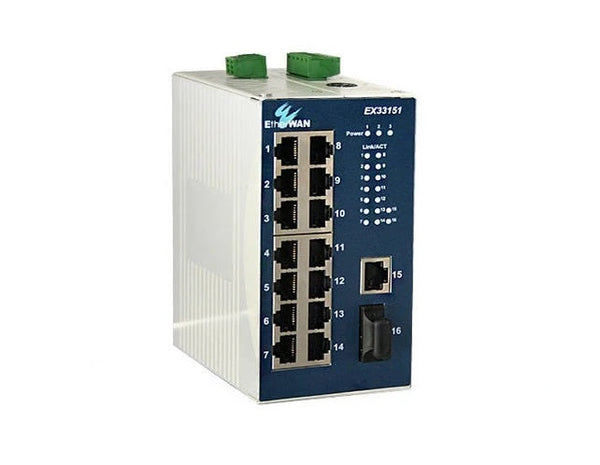 EtherWAN EX33151-Q0B 16-Ports 10/100Base-TX Unmanaged Ethernet Switch