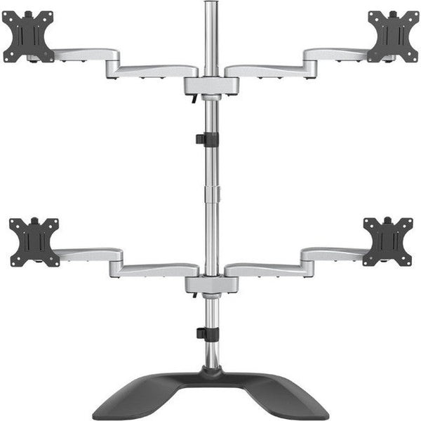 StarTech.com Quad Monitor Stand - Desktop VESA 4 Monitor Arm up to 32\ Screens - Ergonomic Articulating Pole Mount - Adjustable - Silver ARMQUADSS"