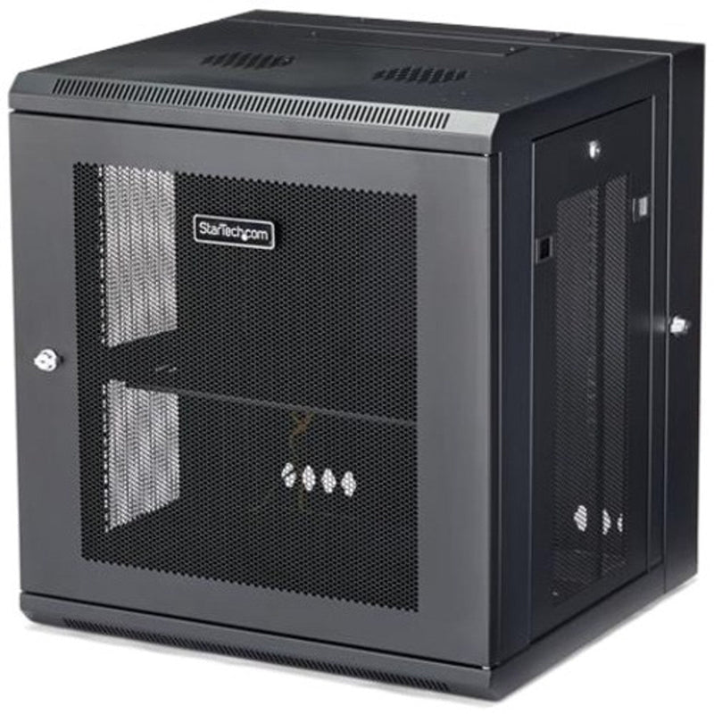 StarTech.com 12U 19\ Wall Mount Network Cabinet - 16\" Deep Hinged Locking Flexible IT Data Equipment Rack Vented Switch Enclosure w/Shelf RK12WALHM"