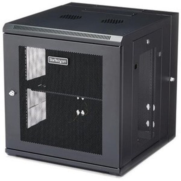 StarTech.com 12U 19\ Wall Mount Network Cabinet - 20\" Deep Hinged Locking IT Data Enclosure - Flexible Vented Rack w/Shelf - Switch Depth RK1224WALHM"