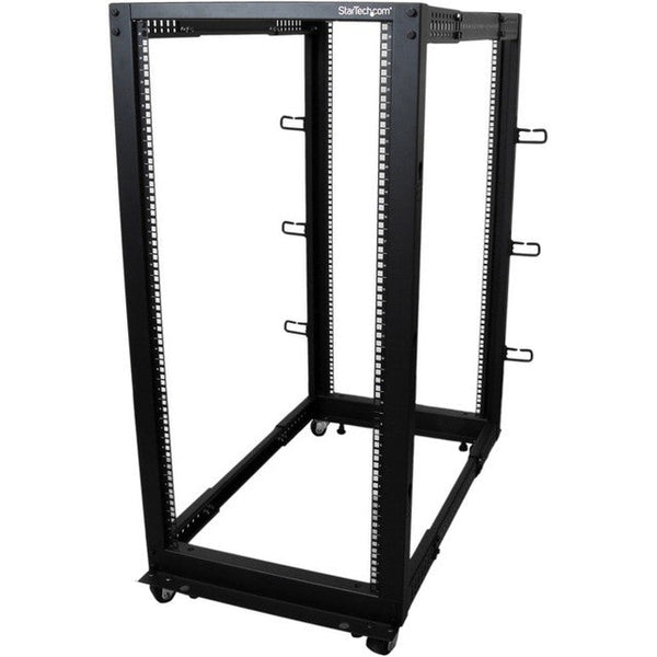 StarTech.com 25U Adjustable Depth Open Frame 4 Post Server Rack w/ Casters / Levelers and Cable Management Hooks 4POSTRACK25U