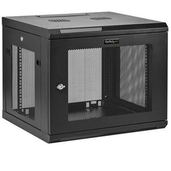 StarTech.com 9U Wall Mount Server Rack Cabinet - 4-Post Adjustable Depth (2.4\ to 18.9\") Network Equipment Enclosure with Cable Management (RK920WALM) RK920WALM"