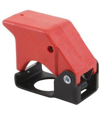 SWITCH GUARD/3 position, momentary down, red, keyway locator: 12 o'clock position