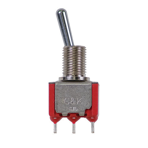 TOGGLE SWITCH/Single pole double throw (SPDT), Mom-Off-Mom, flat lever solder. ROHS compliant