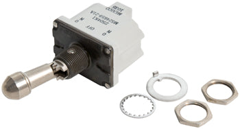 TOGGLE SWITCH/DPDT (double pole double throw), ON-OFF-ON, panel mount, screw terminals, environmentally sealed.