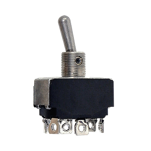 TOGGLE SWITCH/DPDT (double pole double throw), ON-OFF-ON, screw terminals, sealed.