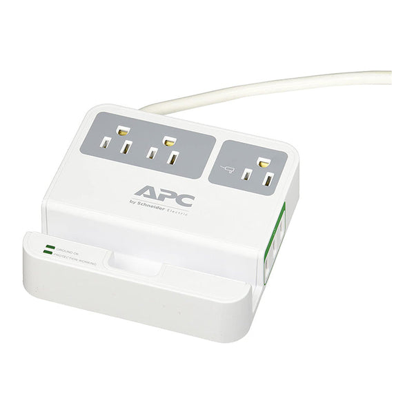 APC P3U3 3-Outlet Surge Protector - White