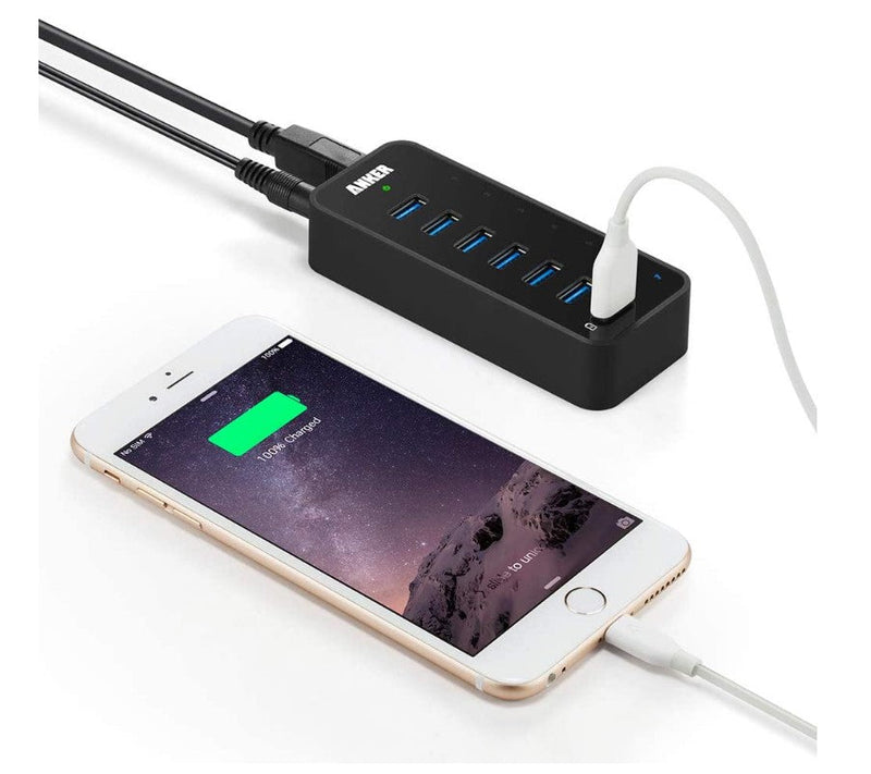 Anker 7-Port USB 3.0 Data Hub with 36W Power Adapter and BC