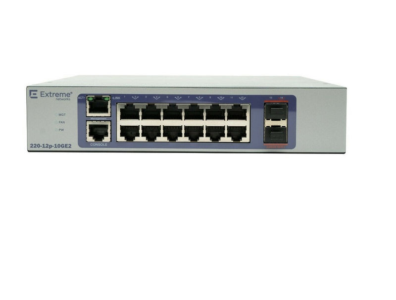 Extreme Networks 220-12p-10GE2 / 16561 ExtremeSwitching 220 12-Port Layer 3 Rack Mountable Switch