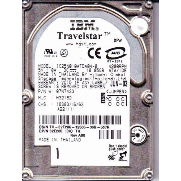 HGST IC25N010ATDA04-0 Travelstar 10.0Gb 4200RPM 9.5MM Ultra DMA/ATA-5 IDE/EIDE 2.5-Inch Hard Drive