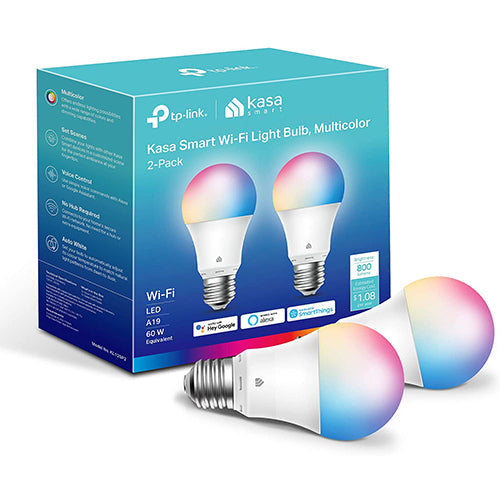 Kasa Smart Light Bulbs, Full Color Changing Dimmable Smart WiFi Bulbs 2-Pack (KL125P2), Multicolor