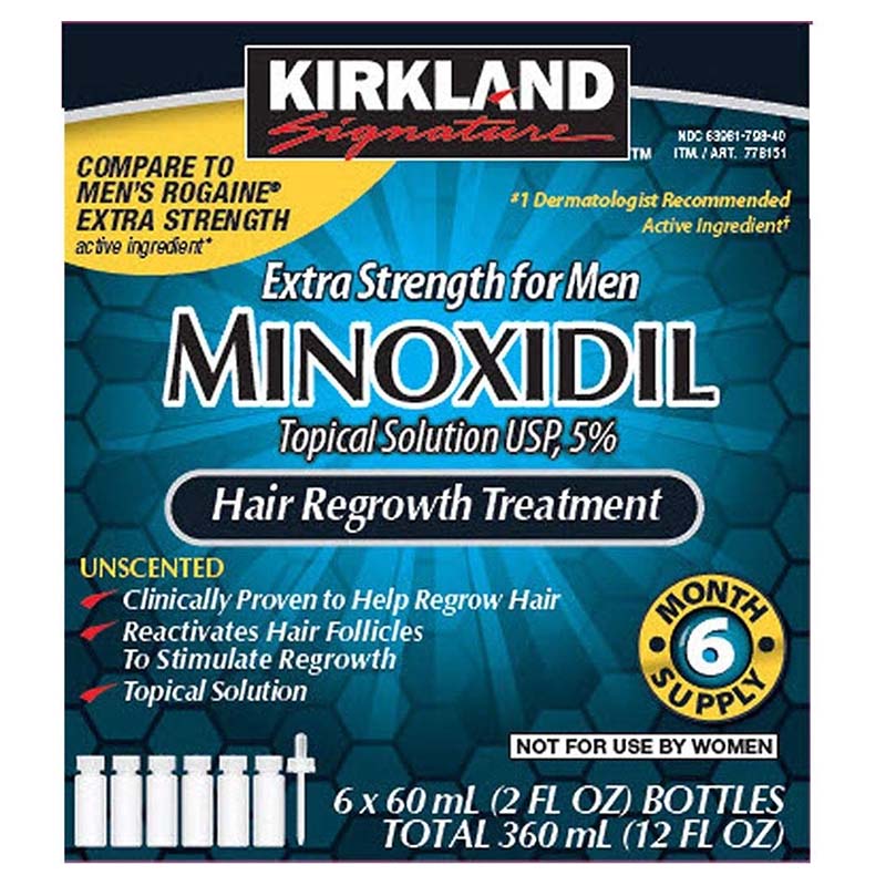 6 Months Kirkland Minoxidil 5% Extra Strength Hair Loss Regrowth Treatment Men, 12 Fl Oz (Pack of 6)