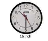 16" Round Wireless Clock, Black, Surface Mount, Part