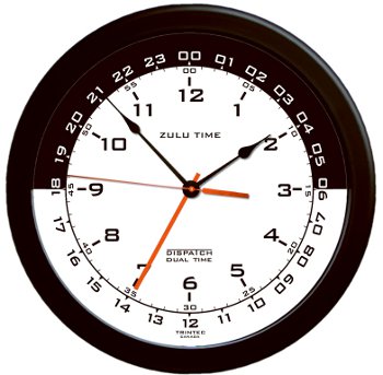 14 ZULU TIME WALL CLOCK/Black and white