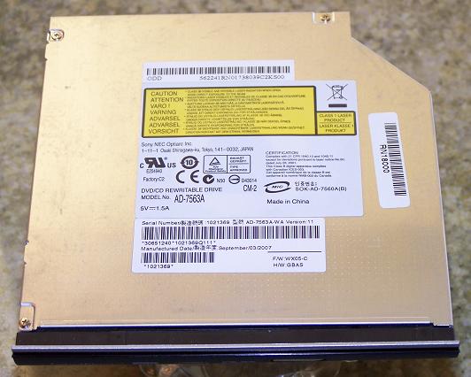 AD-7563A 8X IDE Lightscribe DVD±RW Drive No Bezel