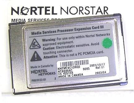 Nortel Norstar NTBB80AC MSPEC III MEDIA SERVICES Processor Expansion Card III