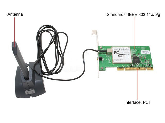 Cisco AIR-PI21AG-A-K9 / 74-3482-07 AIRONet 802.11 A/B/G Wireless PCI Network Adapter Card