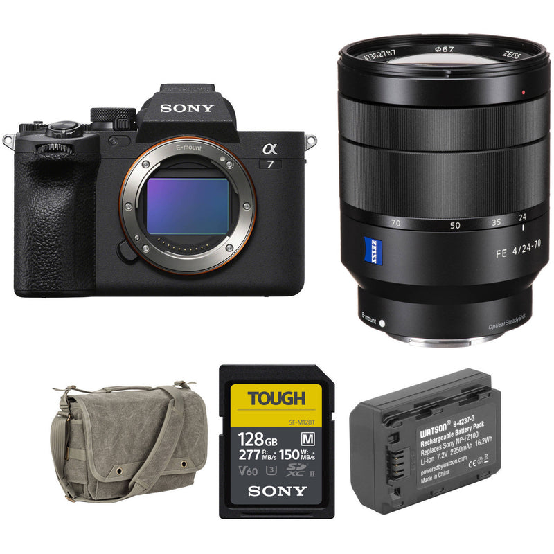 Sony a7 IV Mirrorless Camera with 24-70mm f/4 Lens and Accessories Kit (128GB Card, 2250mAh Battery)