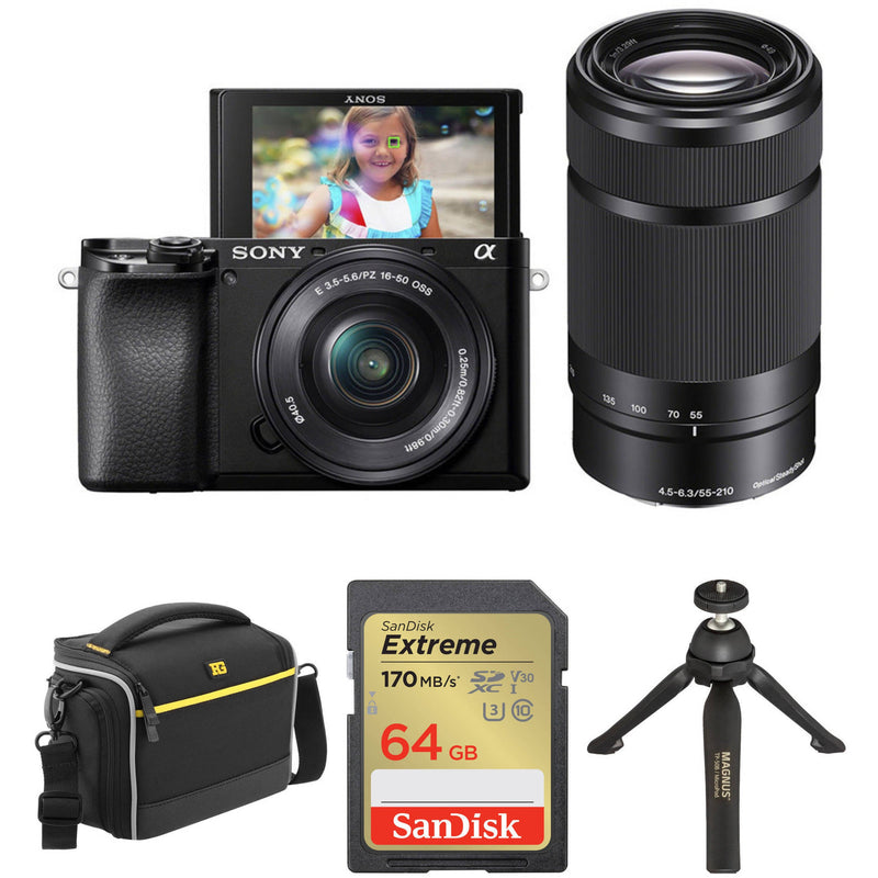 Sony Alpha a6100 Mirrorless Digital Camera with 16-50mm and 55-210mm Lenses and Accessories Kit