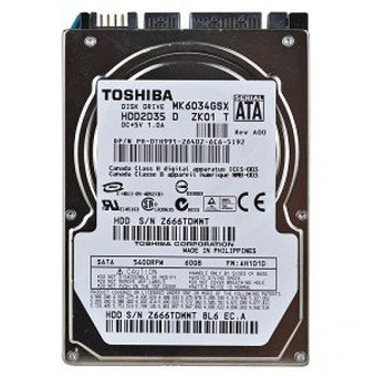 Toshiba MK6034GSX 60GB 5400 RPM SATA-150 8MB 2.5\ Notebook Hard Drive HDD2D35"